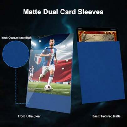 300 كم واقي بطاقات تداول قابلة للجمع، واقيات بطاقات ذات لون أزرق مطفي بمقاس ياباني لبطاقات MTG Commander، ETB، ملحقات بطاقات ألعاب الورق السميكة والمقاومة للتمزق (أزرق)