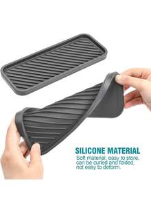 1/2 peças de silicone tornam as bandejas de armazenamento de silicone adequadas para pias de cozinha e banheiros. Bandejas antiderrapantes para lava-louças e bancadas, além de bandejas para gavetas de banheiro. Perfeitas para guardar cosméticos e pequenos acessórios.