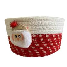 Cotton Rope Woven Desktop Storage Basket For Cosmetics, Entryway Small Items, Keys, Remote Controls, Storage Box For Weddings And Christmas - Brown Basket + (white Bear Decoration) - View 5