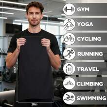 Vnoss Microfiber Gym Towels Working Out, Quickly Dry Yoga Towels Men & Women Tennis, 16 Inch X 27 Inch, 6 Pack, Black