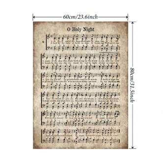 1 pieza Lienzo artístico de la partitura musical "O Holy Night", impresión de letras y notas de la canción clásica, estética antigua, póster de tela sin marco, para decoración del hogar y la oficina en la sala de estar, el dormitorio, para amantes de la música