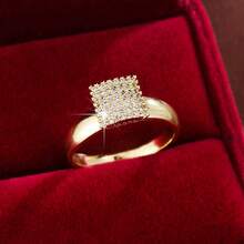 1pc Fashionable Geometric Square Design Cubic Zirconia Women Ring, Casual Gift - Multicolor - View 4