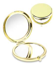 1pc/2pcs Portable Double-Sided Metal Folding Mirror, High Definition Makeup Handheld Compact Mirror,Makeup,Cheap,Room Decor,Vanity,Travel,Bedroom,Makeup Accessories,Mirror,Vanity Mirror,Mini Mirror,Compact Mirror,Mirror Small,Hand Mirror