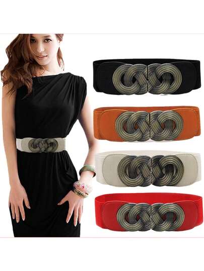 1pc Women's Waist Belt, Corset Style Waist Cincher, Metal Buckle Waist Belt, Fashion Accessory For Dresses, Coats, Jackets, Suitable For Spring, Summer, Autumn, Winter