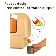 1pc 20L (5.28gal) Portable Water Storage Container, Durable Plastic Material, Camping Water Bucket;      Practical & Rugged Style, Orange Color, Box - Like Shape With Rounded Corners, Equipped With Hand Sanitizer Dispenser,Cleaning Brush And Extension Tube, Leakproof Faucet, Easy - Pour Spout Details.      Ideal For Storing And Dispensing Water Conveniently.      Outdoor Water Container Perfect For Camping, Hiking, RV Trips, Emergency Preparedness, Outdoor Survival, Year - Round Outdoor Activities & Great As A Gift For Outdoor Enthusiasts, Campers On Birthdays, Father's Day.   (Orange) - Orange - View 8