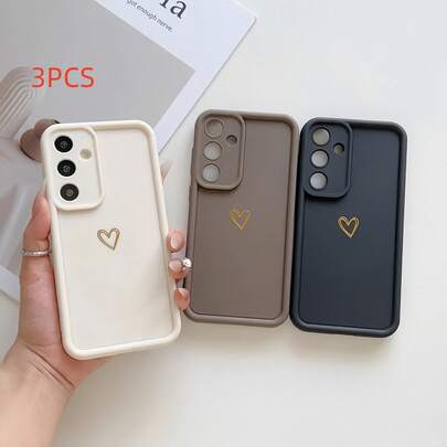 3 قطع إطار صورة تدرجي مطفي بنمط قلب بسيط، غطاء هاتف واقي كامل للجسم مضاد للصدمات متوافق مع أجهزة آبل 12/13 برو ماكس، تصميم بسيط وكرتوني جميل، يحمي هاتفك بشكل مثالي، متوافق مع هونر X7/جالاكسي A56 5G/إنفينيكس سمارت 8/إنفينيكس هوت 40i/ترانسيون سبارك 20/سبارك 20C/سبارك جو 2024/ريدمي نوت 1/موتورولا موتو E22/E22i/أوبو A54 رينو 11F