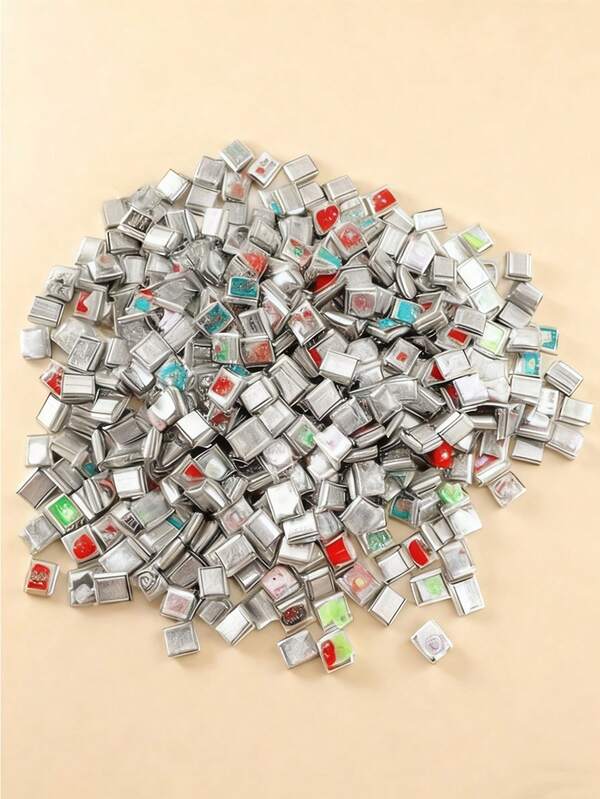 1pc/3pcs/6pcs/12pcs/24pcs/48pcs/96pcs Random Style Fashionable Silver-Color Italian Charm Bracelet, Stainless Steel Jewelry Making, Random Module Combination Charm DIY Handmade Bracelet, Anklet, Ring, Necklace, Fashion Pendant, Amulet, Small Accessory, Jewelry Making Craft