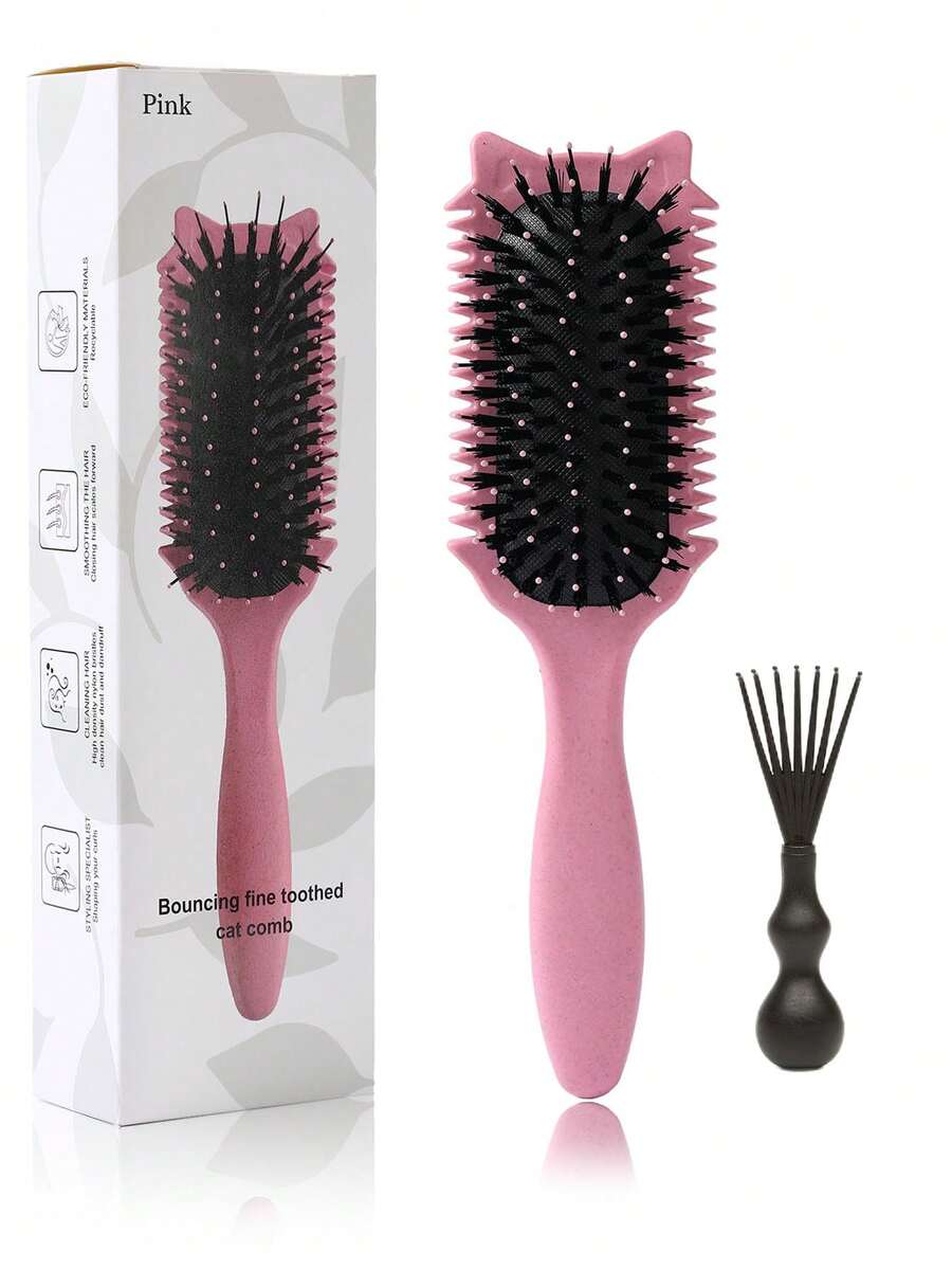 卷发定型湿发梳，软毛梳齿梳，减少拉扯头发，使卷发更服帖，圆形梳齿，男女通用造型工具，梳子，后梳，造型梳，卷发梳，边缘梳，发梳，梳发，梳子套装，梳子，卷发梳，解结梳，女士专用梳子，头发，旅行，美发产品，美发工具，美发用品，理发师，理发师配件，理发店，美发设备 - 彩色 - 查看 1
