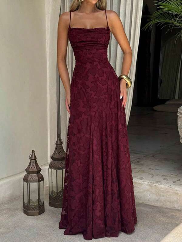 Spaghetti Strap Backless Sexy Maxi Dress Women Gown Fashion Off-Shoulder Sleeveless Lace-Up Evening Club Party Dress