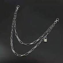 6-Piece Punk Pants Chain Set – Multi-Layer Hiphop Rock Chains With Waist Belt, And Edgy Accessory Men & Women, Streetwear And Bold Outfits - Khóa kéo vòng một lớp - Xem 8