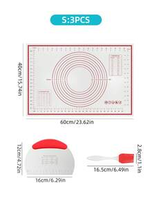 3PCS/Set Of Baking Accessories, Non-Stick EVA Baking Pad + Dough Pastry Spatula + Silicone Brush For Biscuits, Bread & Pastries For Bread, Candy, Cookie Making, Baking Tools, Kitchen Gadgets, Bakery Kitchen Accessories