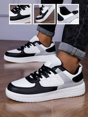 Men's Flat Skate Shoes, Outdoor Low-Top Lace-Up Casual Sports Shoes, Cold Glue EVA Lightweight Sole, Suitable For Outdoor Wear, All Season