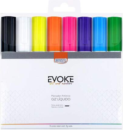 Kit 8 Canetas Giz Líquido BRW Para Vidro - Lousa - Vitrine - Carro - Trabalhos Artesanais