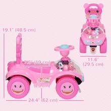 QABA Push Car For Toddlers, Foot-To-Floor Ride On Car Toy With Horn, Light, Music, Anti-Over-Backwards Device, Steering Wheel, Under Seat Storage For 1.5-3 Years Old, Pink - Pink - View 2