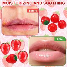 1/4pcs Strawberry Flavored Lip Balm, Enhances Lips Volume, Long-Lasting, Moisturizing, Nourishing, Lip Care, Women's Lip Line Reparing Perfect Christmas, Halloween Gifts - 彩色 - 查看 5