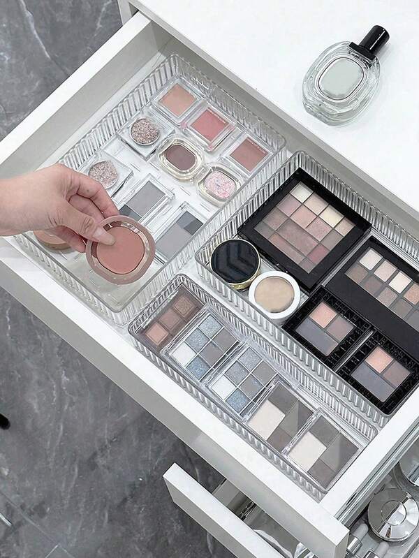 Organizador de maquiagem para gaveta, organizador de batons e perfumes, organizador de cuidados com a pele para penteadeira, organizador de mesa empilhável, organizador de combinação gratuita multifuncional para armário de banheiro, organizador de cosméticos