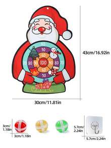 Christmas Parent-Child Game Set, Christmas Tree/Santa Claus Target Ball 2 Options, 3-12 Years Old Hand-Eye Coordination Training Tool, Family Christmas Party Interactive Competition, Christmas Gift Box (Includes 1 Hook + 3 Sticky Balls) - Multicolor - View 8
