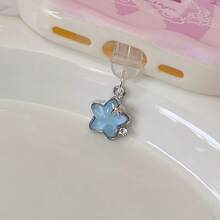 Cute Pentagram Alloy Diamond Star Mobile Phone Dust Plug Pendant With Keychain Pendant DIY Couple Phone