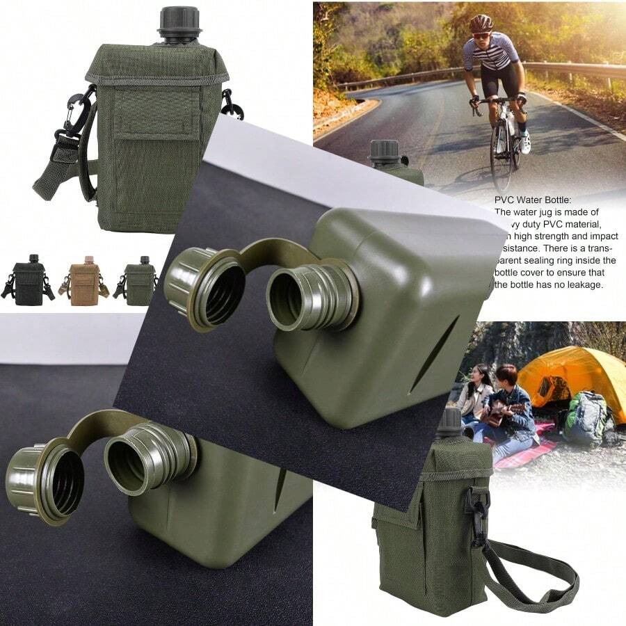 2L Water Bottle with Waist Carrying Bag Sports Leakproof PVC Water Jug Jug with Waist Carrying Bag for Outdoor Sports Travel Green one size - Verde - Ver 1