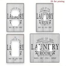 1PC Decorative Light Switch Cover1pc 2D Flat Printing Loads Of Fun Laundry Room Decorative Switch Plate Cover For Unused Outlets And Switches, Wall Plate For Bathroom, Kitchen, Bedroom, Office - No Electrical Connection Needed, Lightweight - 雙套 11.5cm*11.5cm - 查看 3