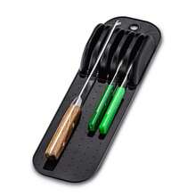 1PC Space-Saving Kitchen Knife Holder With Adjustable Dividers Dishwasher Storage For Countertops Kitchenware Rack - Black - View 6