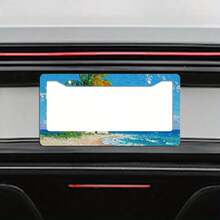 1pc Aluminum License Plate Frame - Coastal Beach Scene With , Rusty Red Roof & Palm Tree - Heavy-Duty Metal Construction - Scratch & Dent Protection - Easy Installation With Pre-Drilled Holes - Fits US Standard Plates - Car Exterior Decoration For Beach House, Tropical Decor - (6.3x12.2 Inches/16x31cm), Beach Theme Decor, Tropical Aesthetic, Vibrant Design, Durable Construction, Vehicle Customization, Weatherresistant Material, Home - 6.3x12.2inch(16x31cm) X1pc - View 8