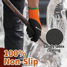 Schwer Waterproof Winter Work Gloves, ANSI A2 Cut Resistant Freezer Gloves For Outdoor Cold Weather Keep Hands Warm, Thermal Insulated Gloves For Shoveling Snow, Ice Fishing, Super Grip, L - Winter Orange - View 5
