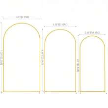3Pack Metal Arch Backdrop Stand(7.2FT/6.6FT/6FT), Decorative Balloon Arch Stand, Easy Assembly Gold Wedding Arch, Stable Backdrop Arch Stand For Wedding Ceremony, Birthday Party, BabyShower - 金色 - 查看 12