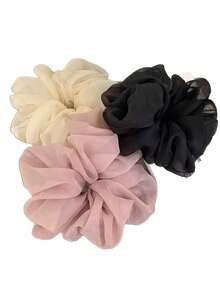 1/5pcs Fluffy Scrunchies, Versatile Hair Ties, Oversized Elegant Chiffon Hair Bands, Everyday Essential