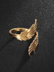 1 pieza Anillo ajustable de alta calidad con alas de ángel de acero inoxidable de moda para hombres