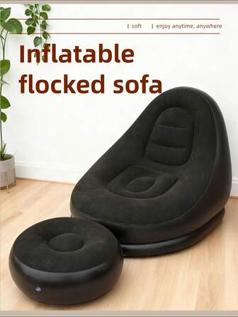 1pc Inflatable Sofa, Inflatable Camping Chair, Inflatable Slouchy Sofa, Inflatable Chair, Foldable Portable Inflatable Chair, Suitable For Living Room, Bedroom, Reading Room, Bedroom, Balcony, Outdoor Camping, Easy To Store And Carry, Leisure And Entertainment, Dorm, Backrest Chair