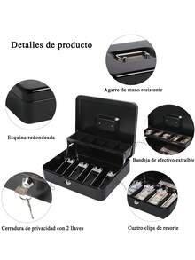 Key And Lock , Cash Register With 4 Bill Trays And 5 Coin Compartments,  For Storing Cash - 黑色 - 查看 4