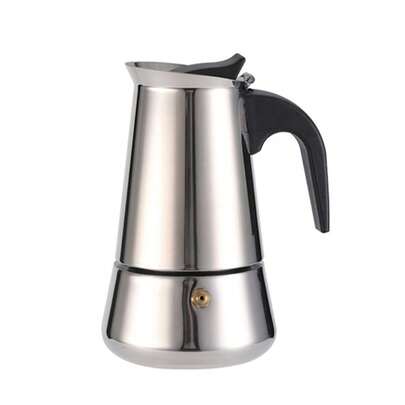 Stainless Steel Espresso Maker - Wide Base Moka Pot with 3 Size Options for Stovetop & Induction, Fast Brewing Coffee Machine for Home, Office & Camping, Heat-Resistant Handle