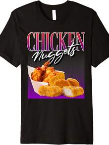 Chicken Nuggets Food 80s 90s Vintage Bootleg Rap Merch Meme Pm T-Shirt - 款式7 - 查看 1