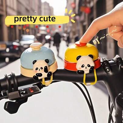1 pieza Campana de bicicleta con forma de panda, volumen alto, timbre de hierro - Adecuado para bicicleta de montaña y bicicleta de carretera, efecto de sonido rugiente, accesorio de ciclismo al aire libre divertido