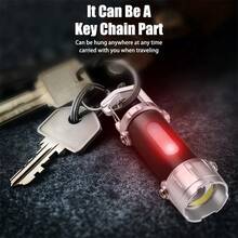 1 Stück Mini LED COB Taschenlampe USB wiederaufladbar mit Haken, tragbarer Schlüsselanhänger Licht für Outdoor Camping mit rotem und blauem Licht