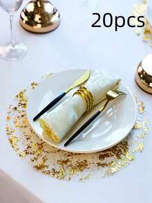 100pcs/Pack 13-Inch Round Gold Metallic Foil Placemats, Disposable Shiny Gold Placemats For Home Decor, Party, Wedding, Christmas, Thanksgiving, Valentine's Day Table Centerpiece