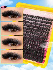 224PCS-120D DIY Self Grafting False Eyelashes, With A D-Curl Of 8-18mm And A Mixed Length, Clustered False Eyelash Set, Suitable For Beginners To DIY At Home, Perfect For Christmas, Music Festivals, Various Holiday Parties, And Daily Wear. - Black - View 2