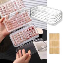 按压式指甲收纳盒三折3页透明空按压式指甲包装盒PET塑料收纳盒带30片双面胶带用于收纳展示美甲艺术业务 - 無色 - 查看 13