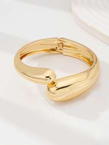 1 pieza Brazalete de puño grueso de diseño minimalista y de moda, Set de brazaletes de resina con diseño de cúpula estilo americano europeo, Brazalete de forma asimétrica de gota de agua