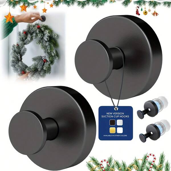 1/2pcs Strong Suction Cup Hook Wall-Mounted Towel Hook Requiring No Drilling. Ideal For Bathrooms And Shower Areas. Features Vacuum Adhesion Technology Suitable For Bathrooms And Kitchens. Attaches Securely To Glass, Mirrors, Tiles, And Smooth Surfaces. Waterproof And Rust-Resistant. Perfect For Christmas Wreaths And Holiday Decorations. Removes Without Leaving Marks.