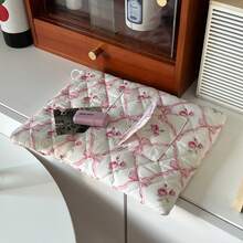 1 szt. koreańskiej małej torby na notebooka z kokardą i świeżym kwiatowym wzorem, 11/13/15 cali, damska torba na tablet - Wielokolorowe - Zobacz 14