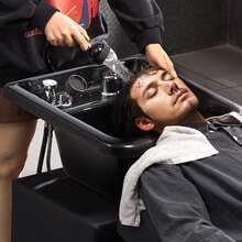 Lavabo mobile per parrucchiere in plastica ABS, dimensioni 47 x 4,6 x 25 cm, Lavabo nero rovesciato, ampiamente utilizzato nel salone di bellezza o nel bagno, a casa o in bagno