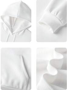 1PC Men's & Women's Matching Couple's Hooded Sweater  - ALWAYS PROTECT MY QUEEN / ALWAYS TRUST MY KING Loose Fit Long Sleeve Pullover With Pockets, Cozy Casual Winter Sweater For Couples, Machine Washable Matching Outfits For Valentine's Day Gifts - 男款白色 - 查看 3