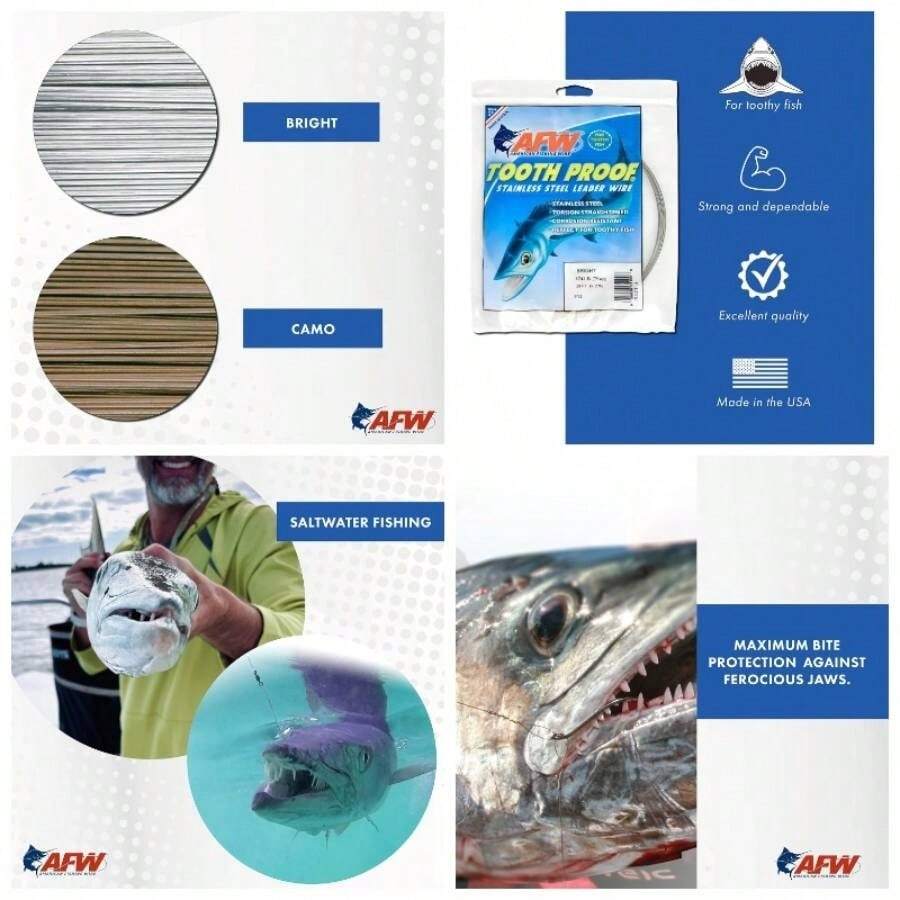 de Acero Inoxidable a Prueba de Dientes - Camuflaje marrón + 85.25 Feet, 218 Pound Test - Ver 1