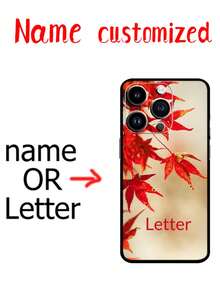 Carcasă de telefon personalizată cu text, model de frunze de toamnă, cu nume creativ, din silicon și TPU