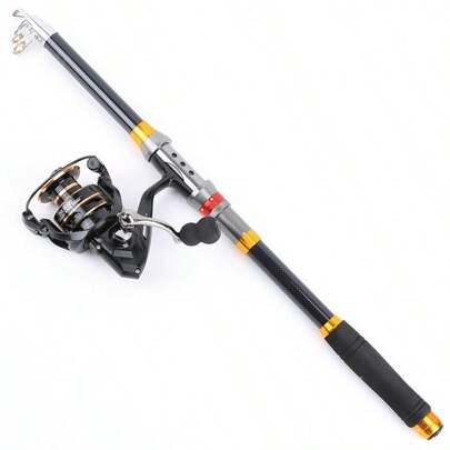 Fishing Rod And Reel Combo, Telescopic Fishing Rod Kit With Spinning Reel Kit ForFreshwater Saltwater Fishing For Bass Trout