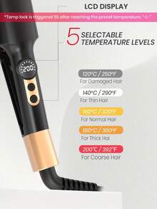 UKLISS Mini Ferro de Ondular, Modelador de Cabelo com Dois Barris e 5 Configurações de Temperatura, Ondulador de Praia de 0,4 Polegada, Voltagem Dupla, Modelador de Cabelo Ondulado Anti-Queimadura