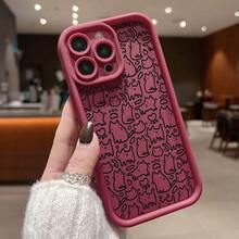 Funda de teléfono de moda [Funda de teléfono de gato] Funda de teléfono con dibujo simple de gato para Samsung Galaxy S25 S24 S23 S22 S21 S20 FE Ultra Plus 4G 5G Note 20 Pro A73 A71 A55 A54 A53 A52 A51 A34 A33 A32 A23 A14 A13 A12 A06 Diseño de cubierta de capa de protección de lente suave para chicas mujeres TPU suave a prueba de golpes más protectora y femenina - 1 pieza - Ver 7