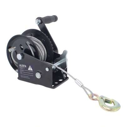 Malacate manual con manivela, capacidad de 544 kg, TC0847 Toolcraft, cabrestante mecánico de arrastre con cable de acero, ideal para remolque, carga y arrastre de objetos pesados, uso en vehículos, embarcaciones y talleres